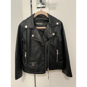 Girls ZARA VEGAN FAUX LEATHER MOTORCYCLE JACKET COAT Size 5